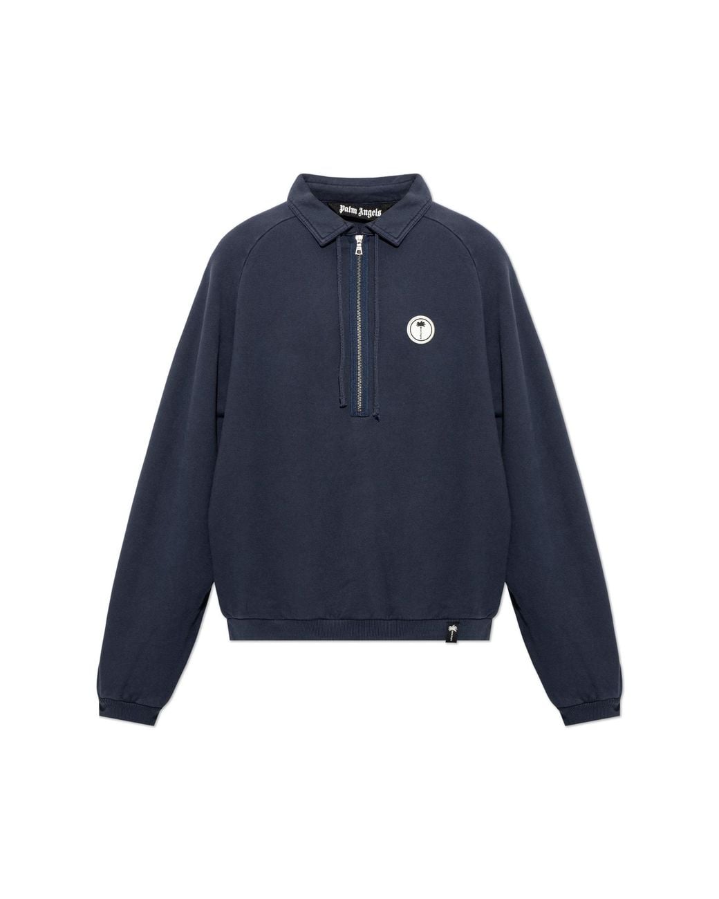 Palm Angels Blue Cotton Polo Shirt With Appliquéd Logo for men