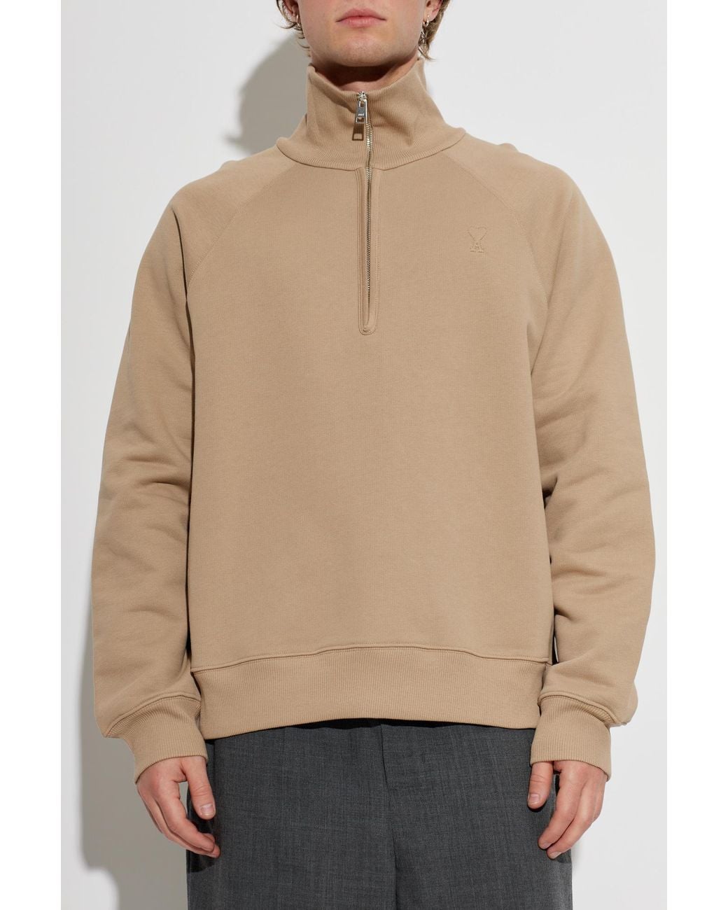 AMI Natural Cotton Sweatshirt With Logo for men