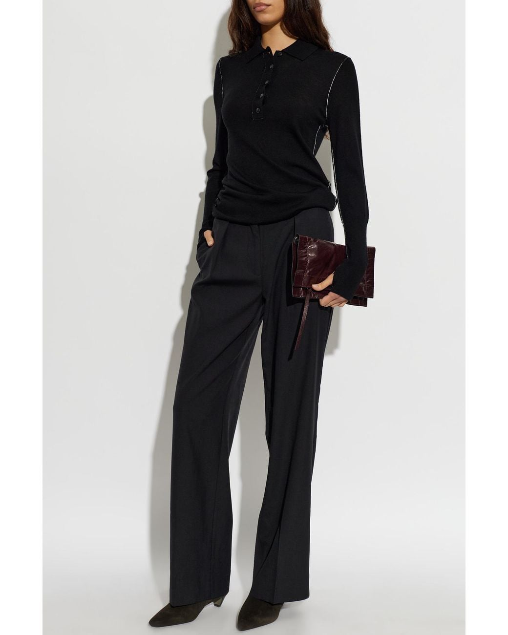 AllSaints Black 'Leonie' Wool Trousers