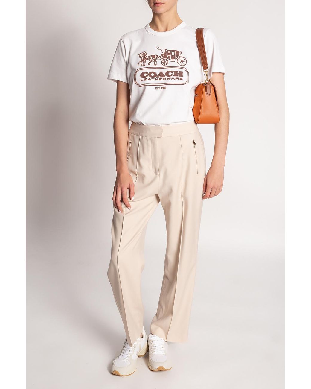 COACH リブ付きホワイトTシャツ XS cf324_wtkh_a0