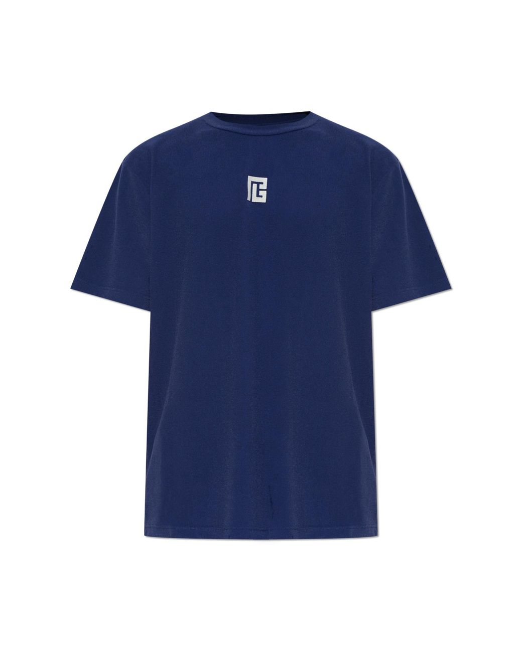 Balmain Blue T-Shirt With Embroidered Logo for men