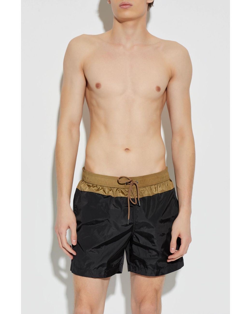 Moncler Black Swim Shorts With Logo Patch for men