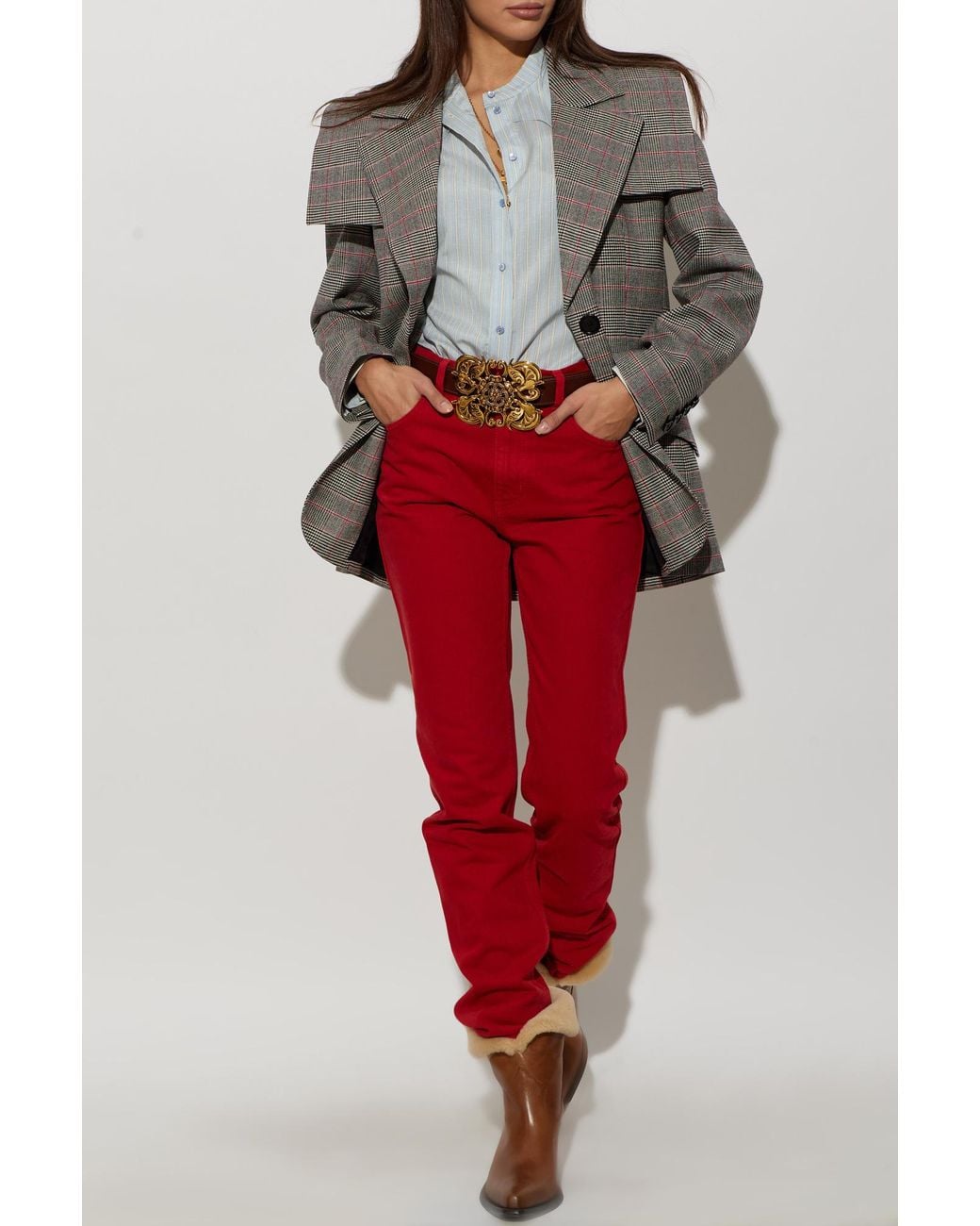 Chloé Gray Checked Blazer