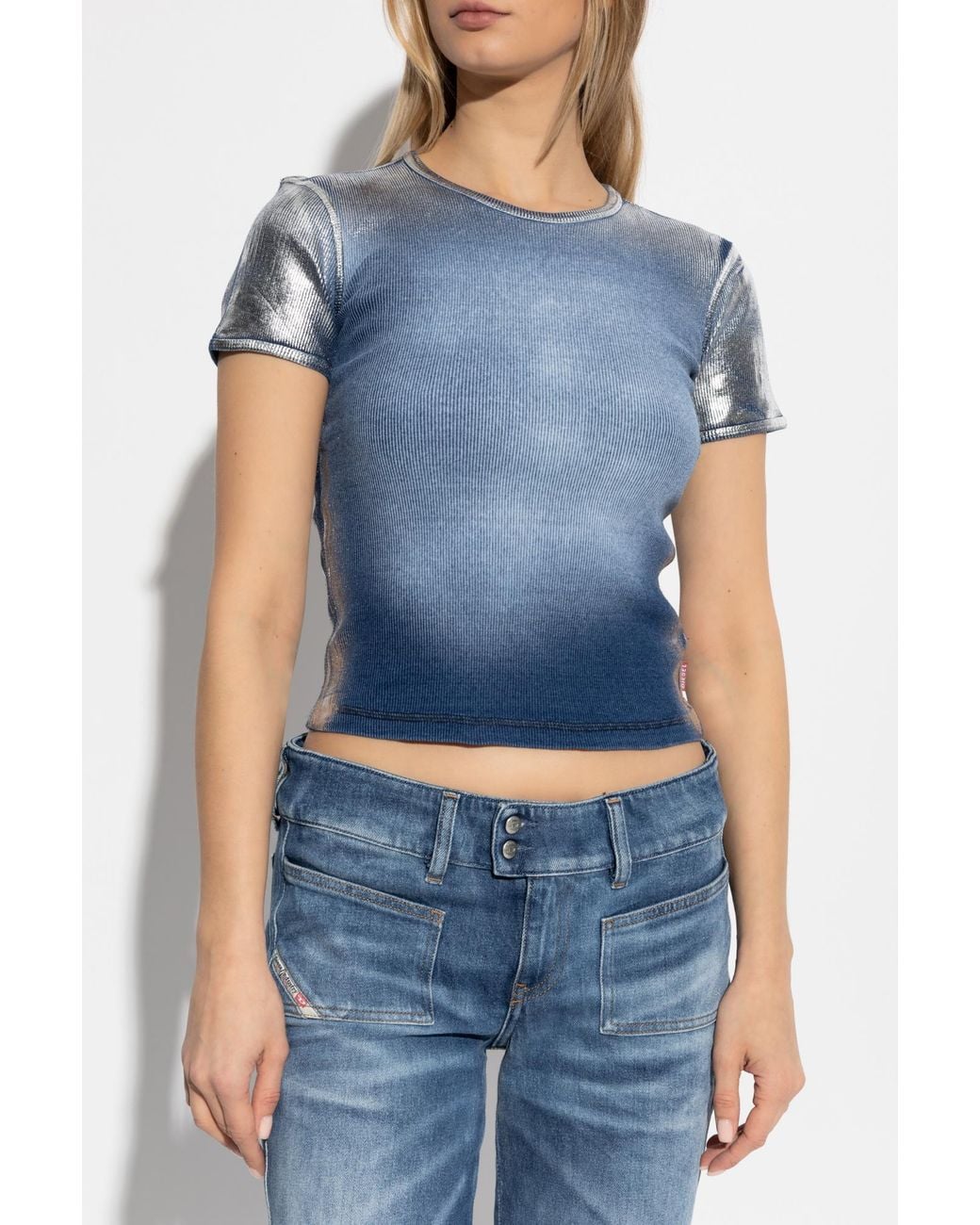 DIESEL Blue Top T-Ele-Long-Q1