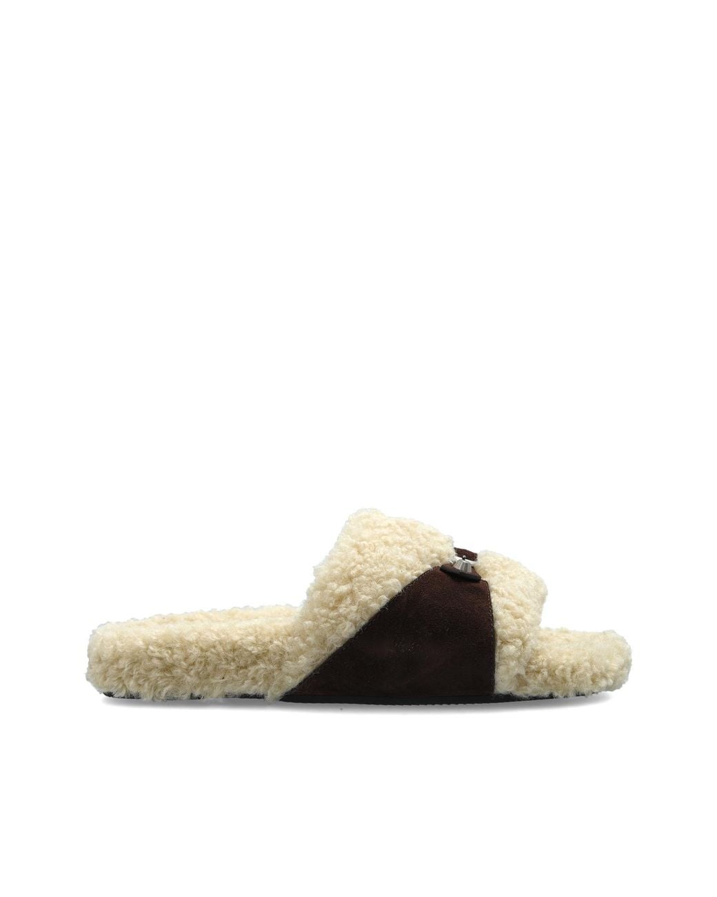 Balenciaga Natural Fur Slides