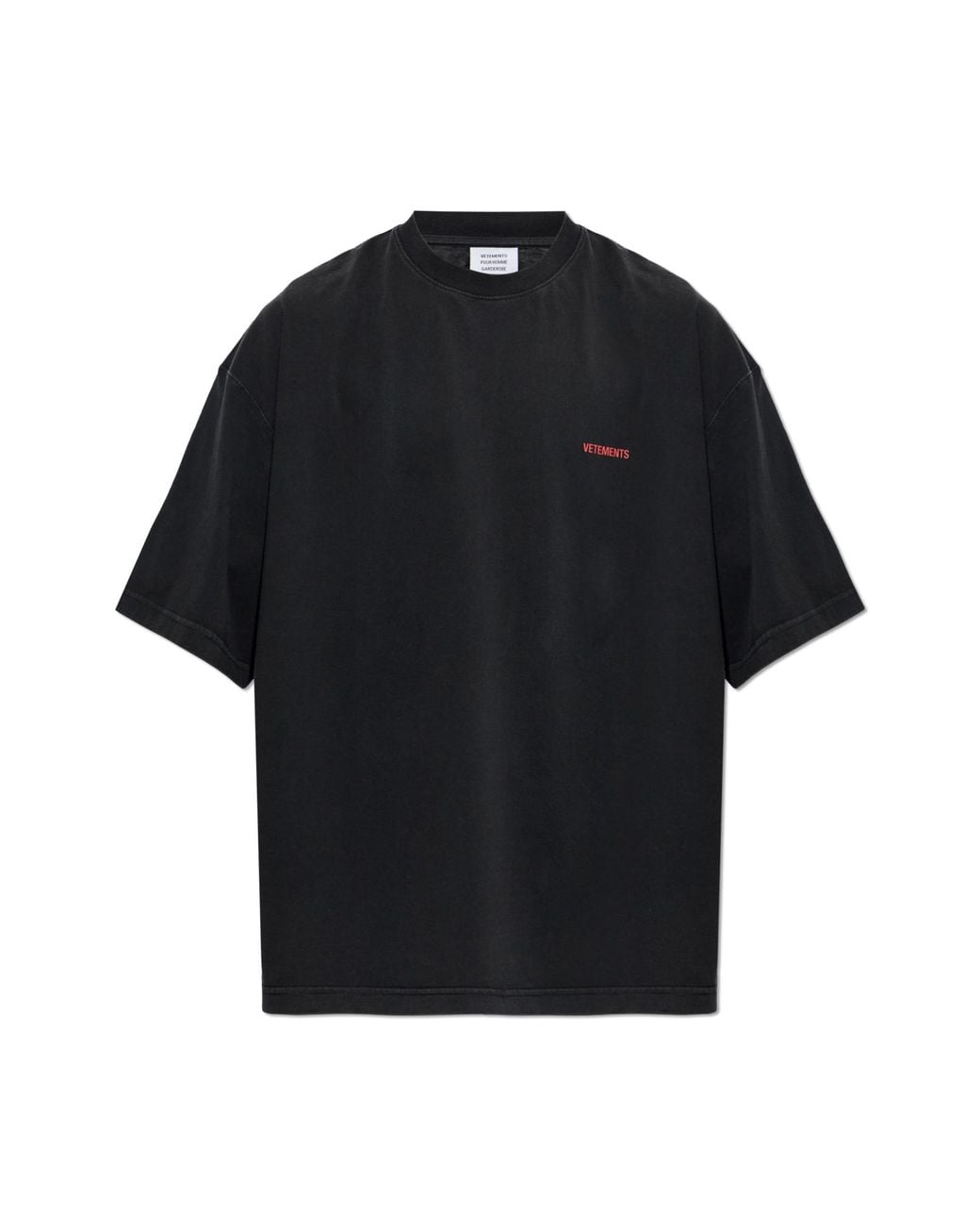 Vetements Black T-Shirt With Printed Logo for men