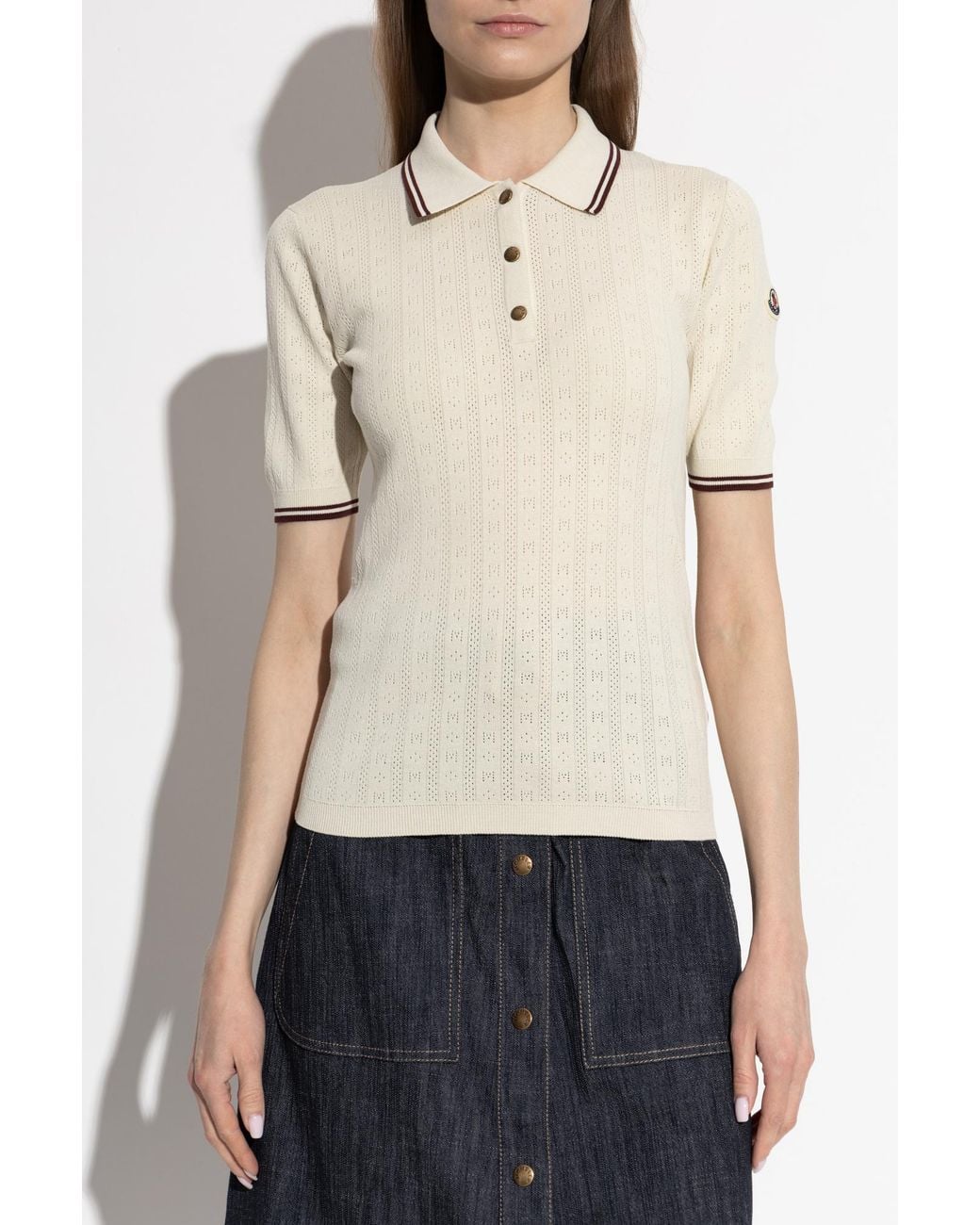 Moncler Blue Polo With Logo Patch