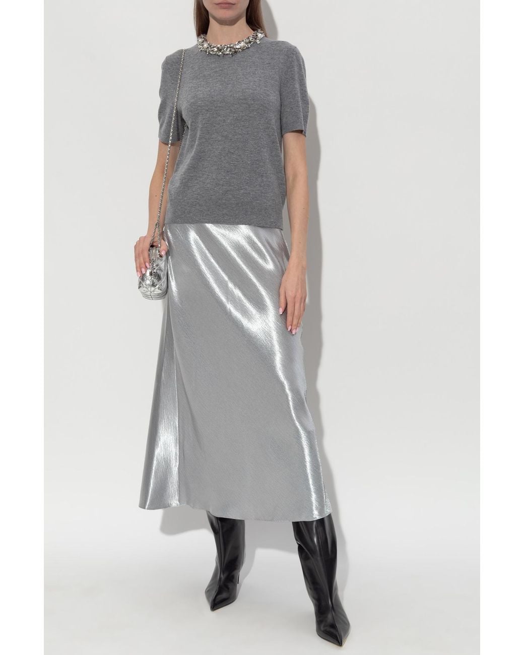 Tory Burch Gray Satin Skirt