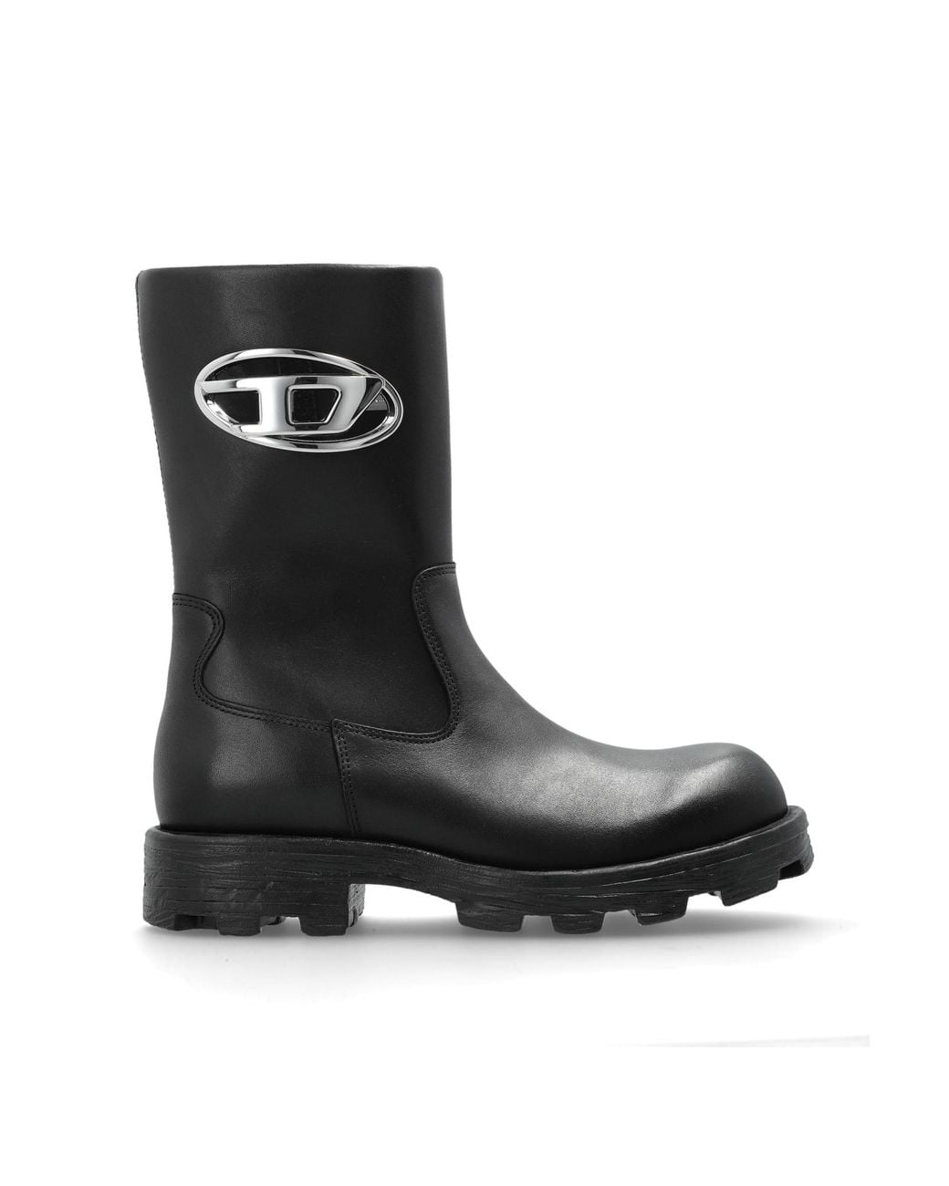 DIESEL Black Leather Ankle Boots 'D-Hammer'
