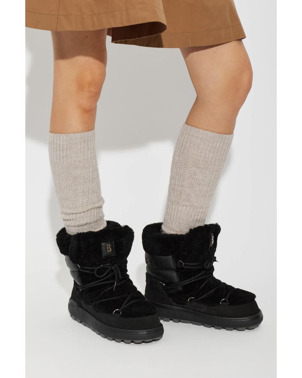 Bogner Black Leather Snow Boots 'Chamonix'