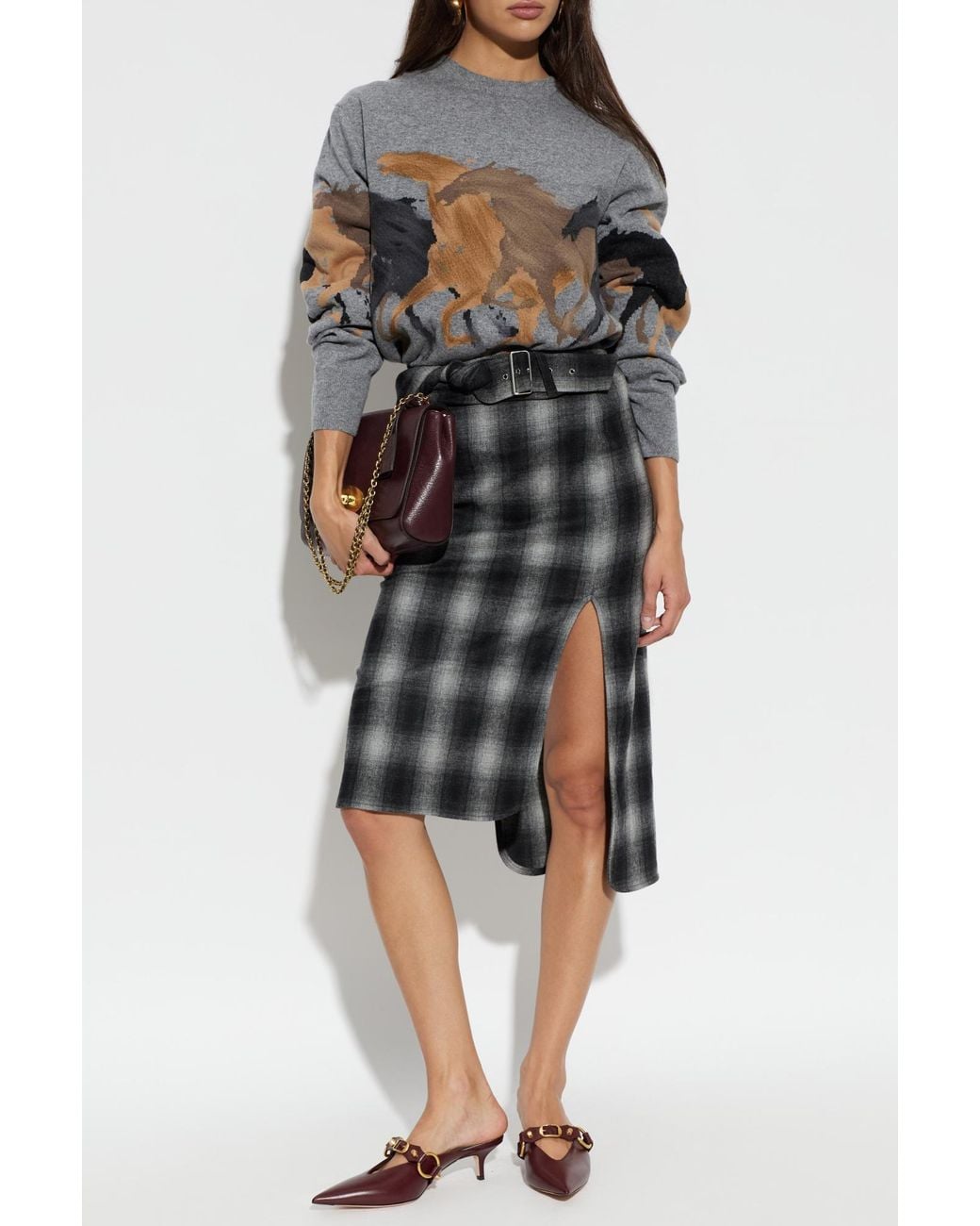 Stella McCartney Gray Wool Sweater With Decorative Pattern