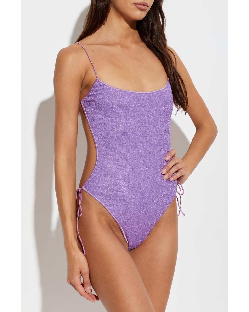 Oseree Purple One-Piece Swimsuit With Lurex Thread