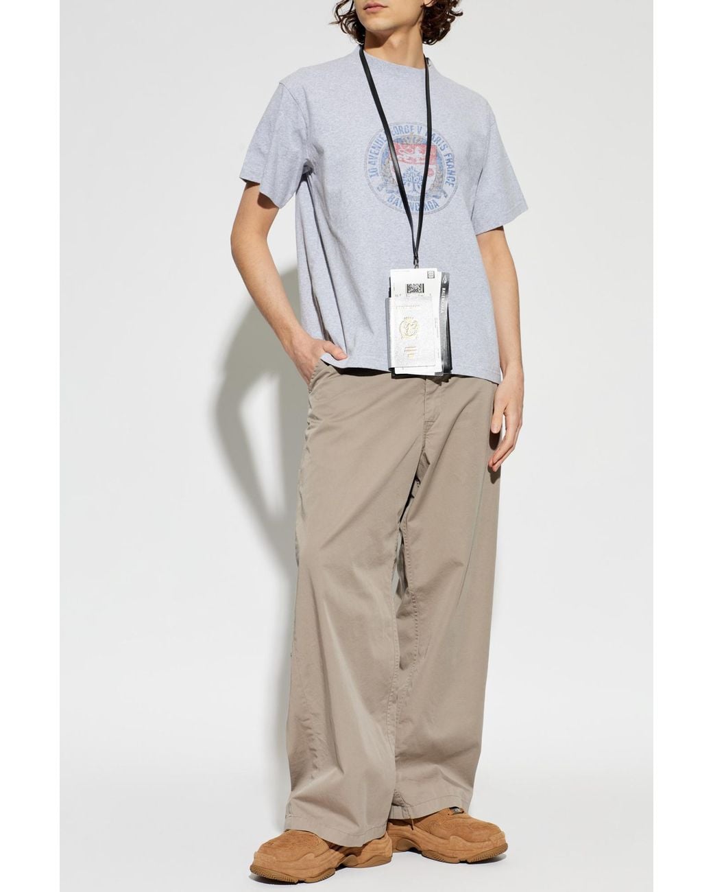 Balenciaga Natural Straight-Leg Cotton Trousers for men