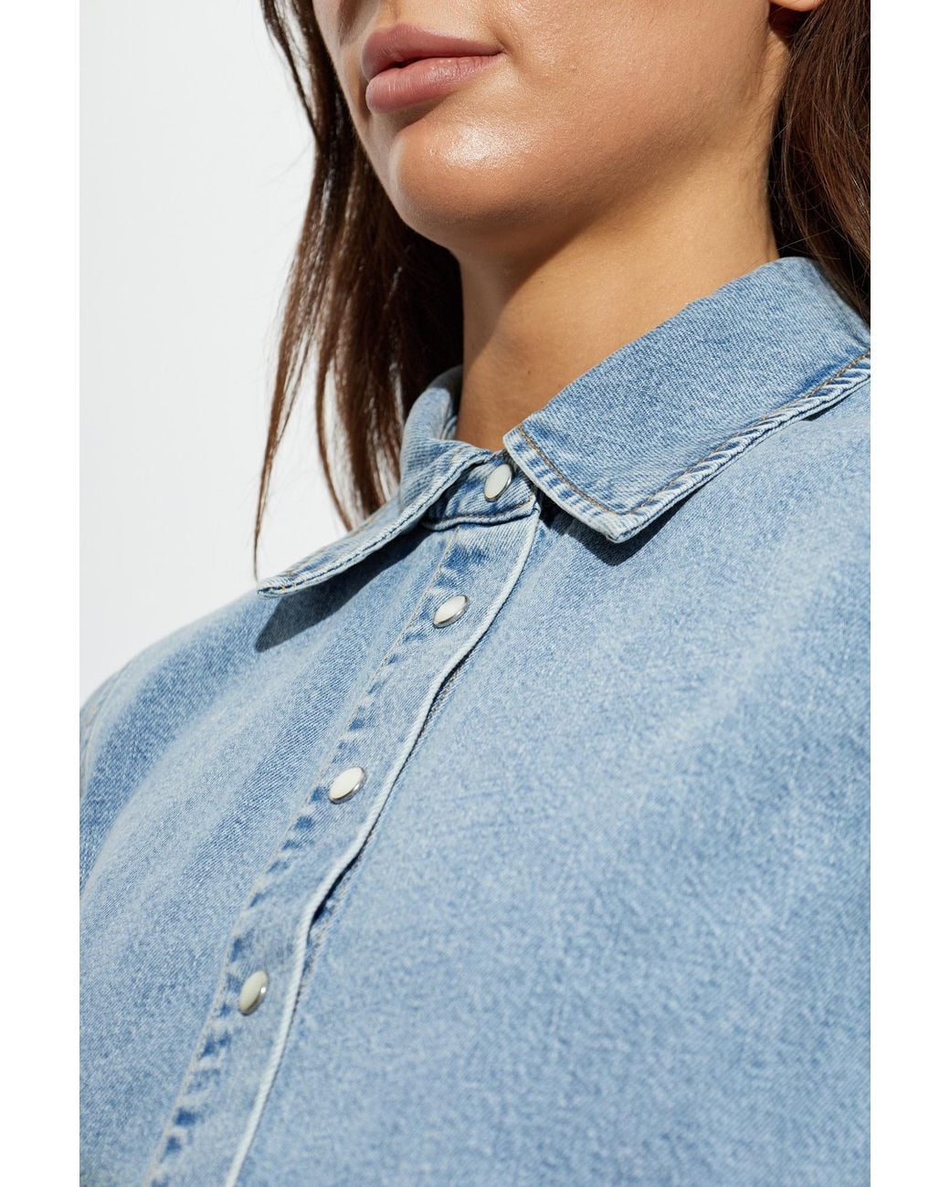 FRAME Blue Denim Short-Sleeve Shirt