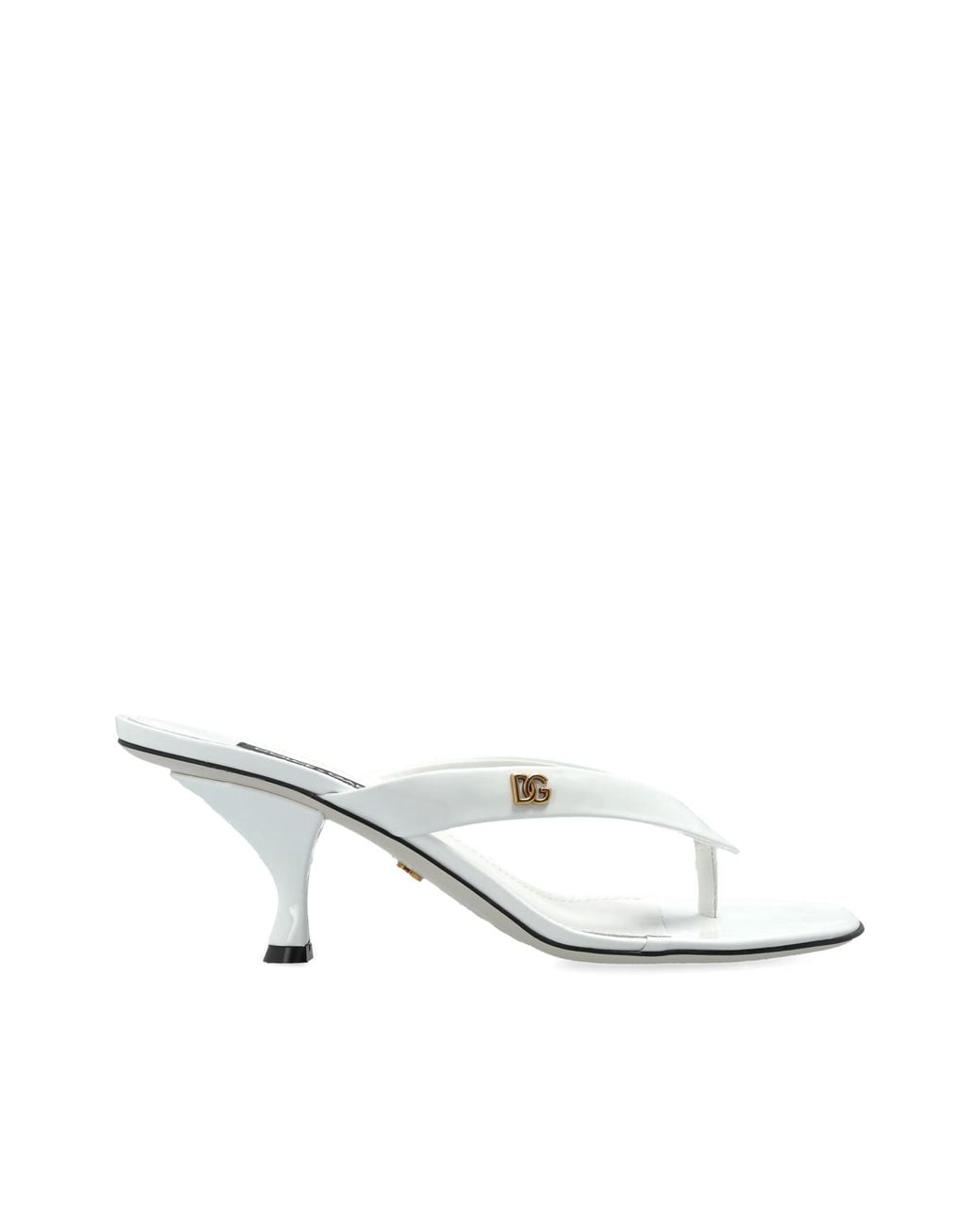 Dolce & Gabbana White Leather Heeled Mules