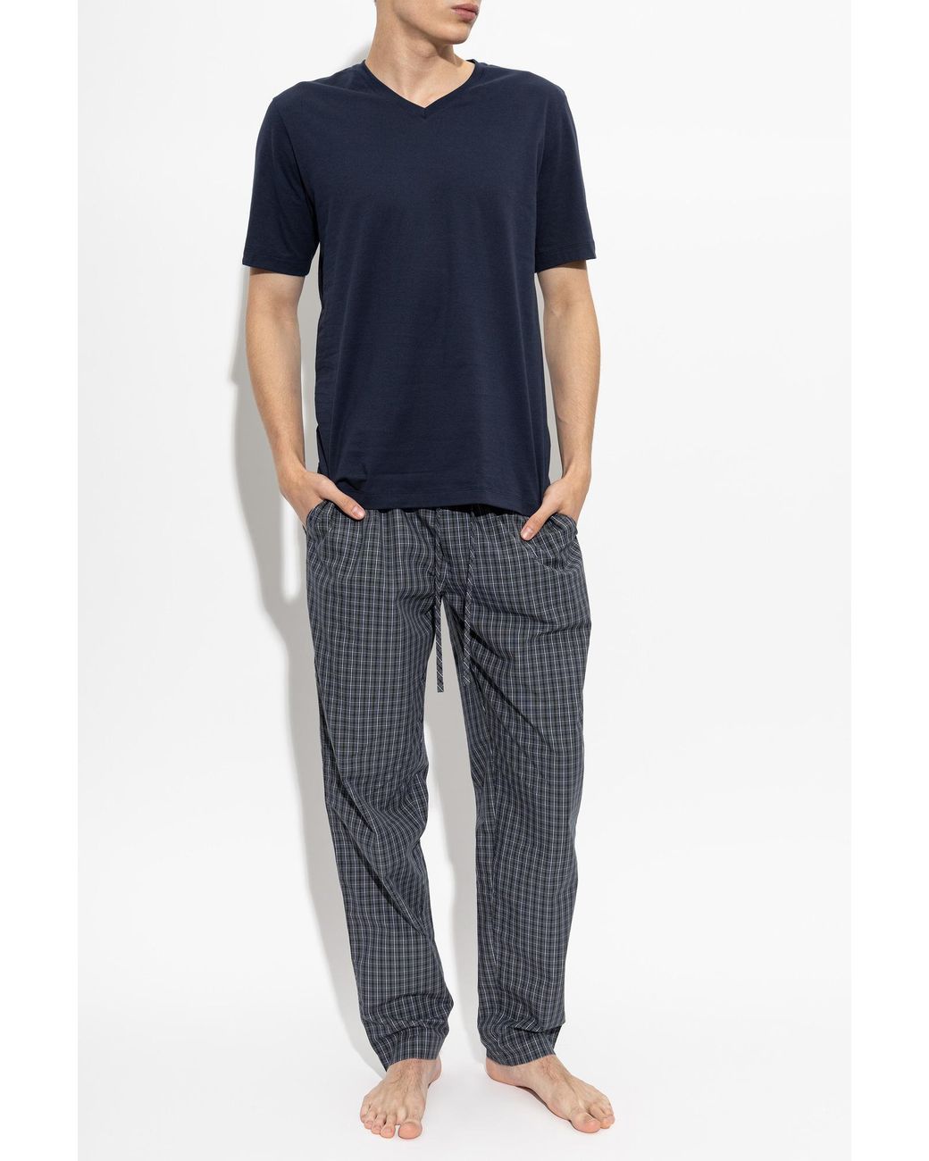 Hanro Blue Pyjama Trousers From The 'Night & Day' Collection for men