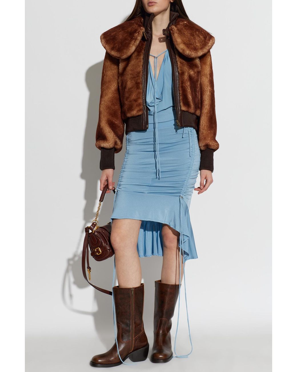 KNWLS Brown 'Eliza' Fur-Trimmed Jacket