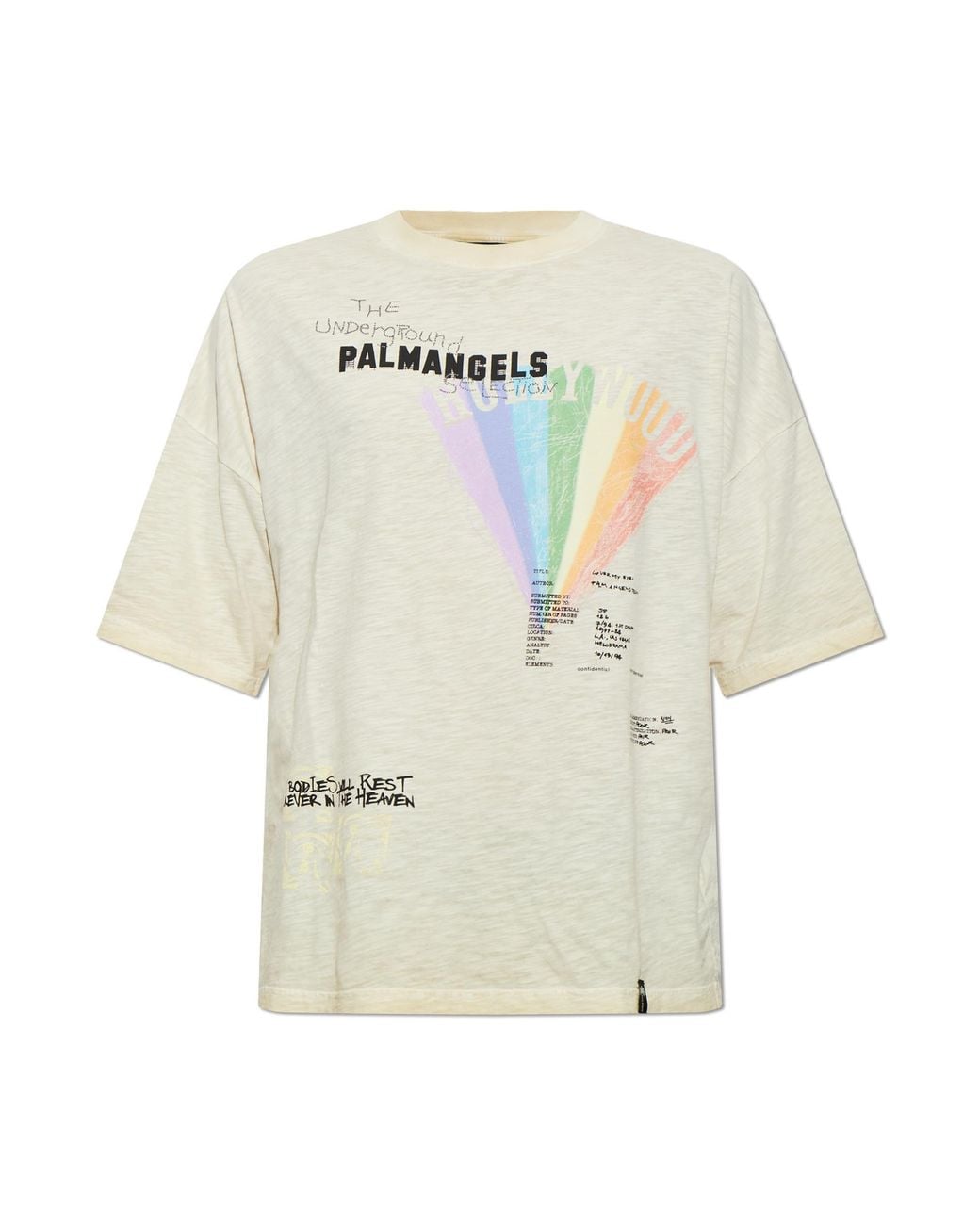 Palm Angels White Cotton Printed T-Shirt for men