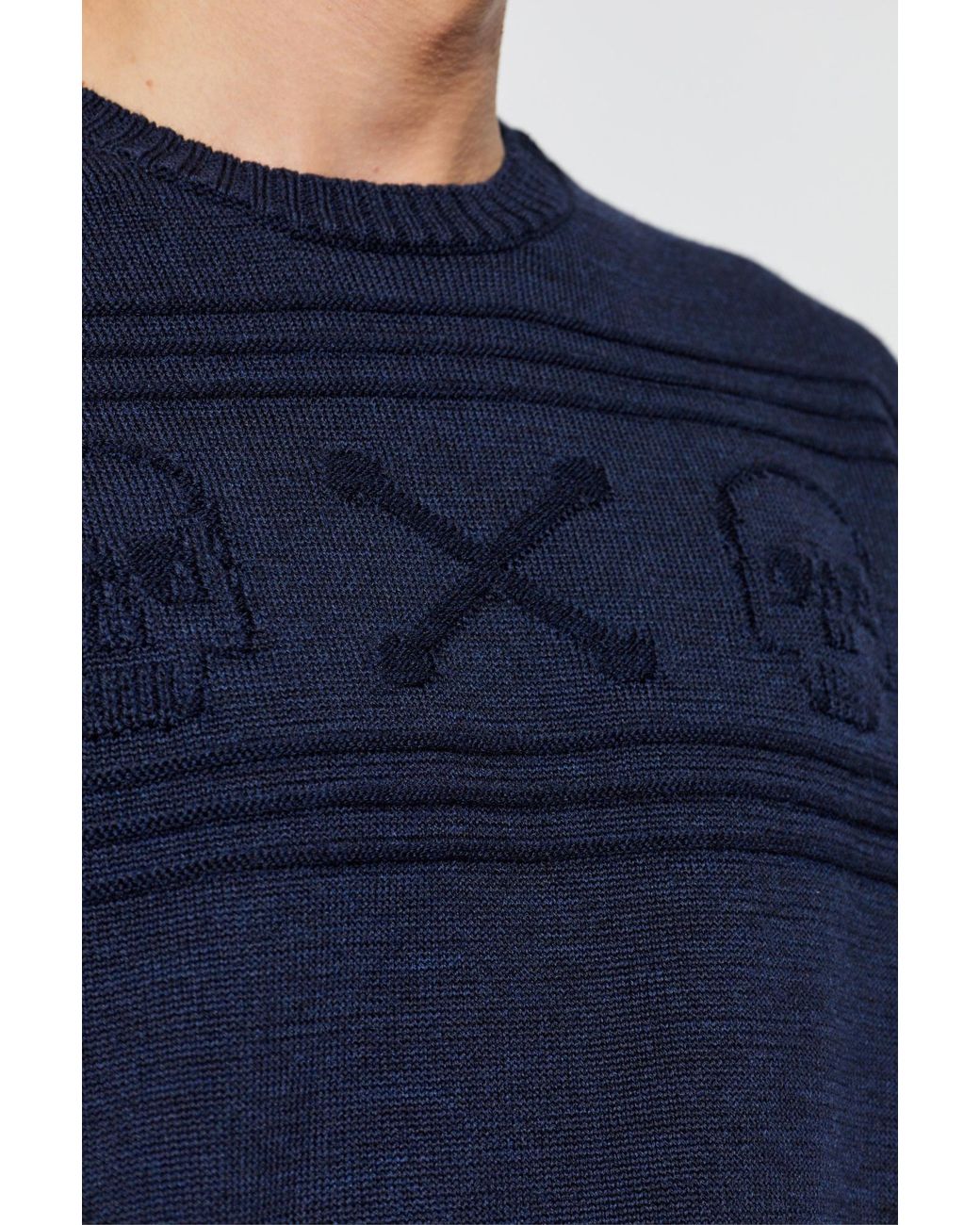 McQueen Blue Wool Sweater With A Crew Neckline for men