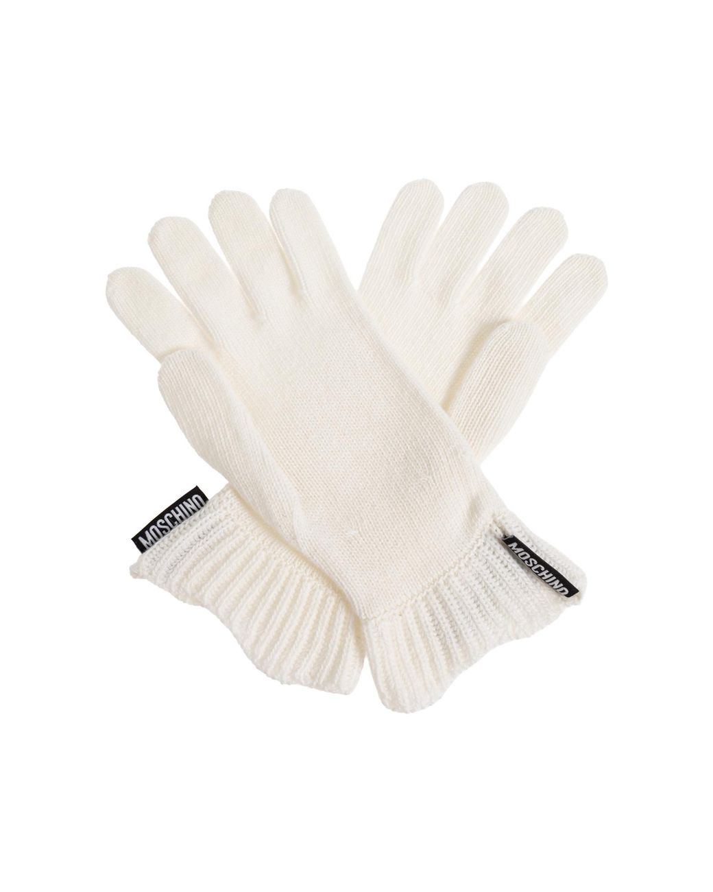 Moschino White Gloves With A Logo Patch