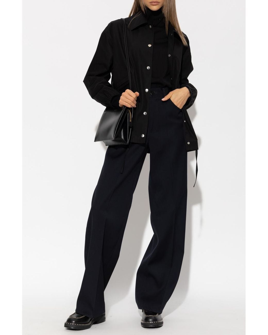 Jil Sander Black Asymmetrical Turtleneck Sweater