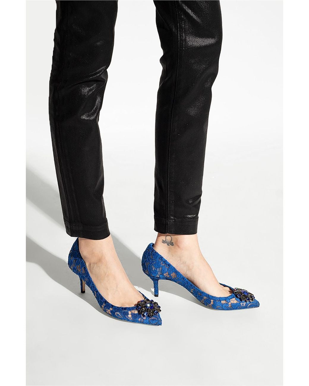 Dolce & Gabbana Blue Bellucci 60 Embellished Lace Pumps
