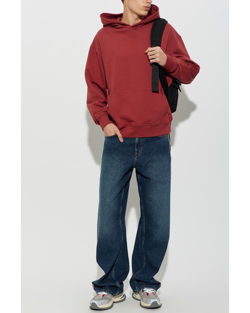 Palm Angels Red Cotton Sweatshirt With Print for men