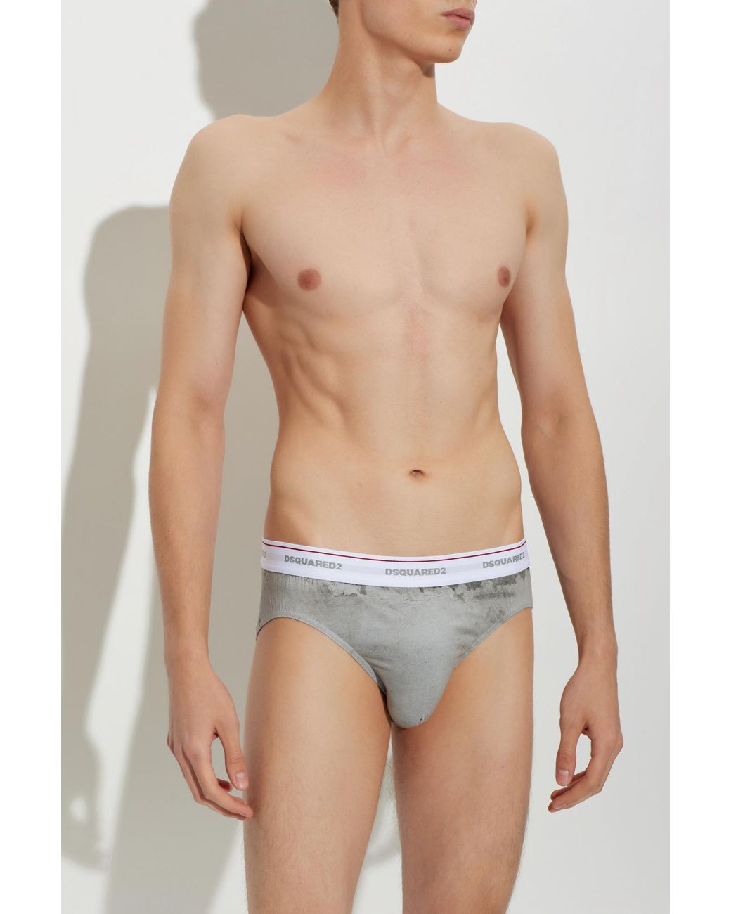 DSquared² Gray Logo Briefs for men