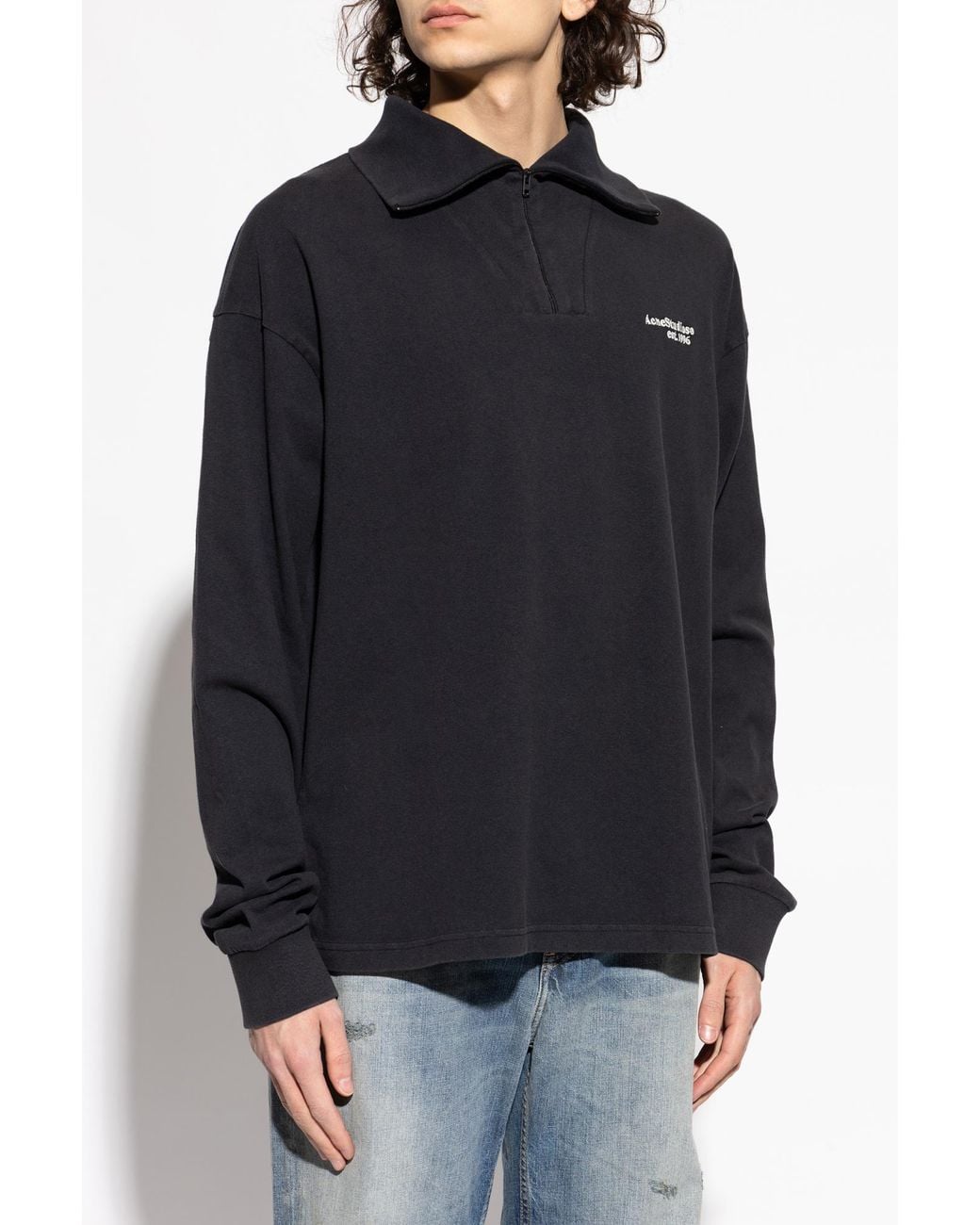 Acne Blue Sweatshirt With Logo for men