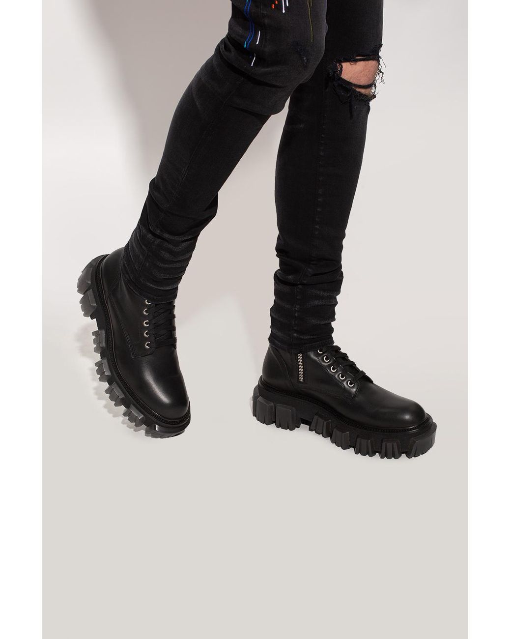 Amiri 'crepe Lug Combat' Leather Boots in Black for Men | Lyst