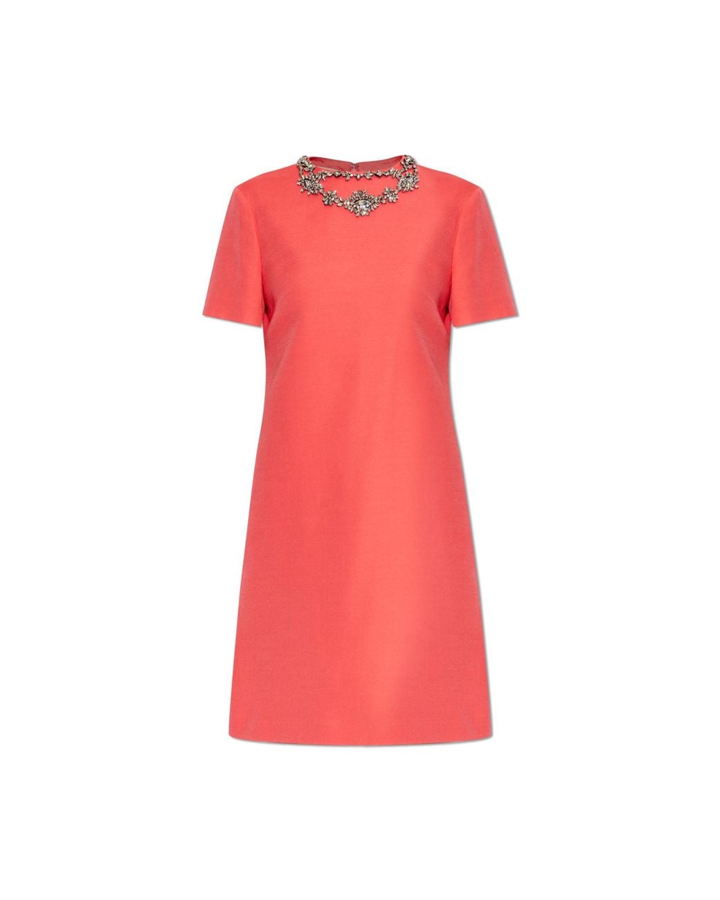 Valentino Garavani Red Dress With Shimmering Crystals