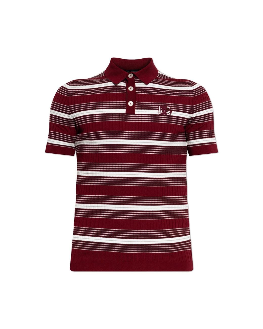 Dolce & Gabbana Red Polo Shirt With Stripes Pattern for men
