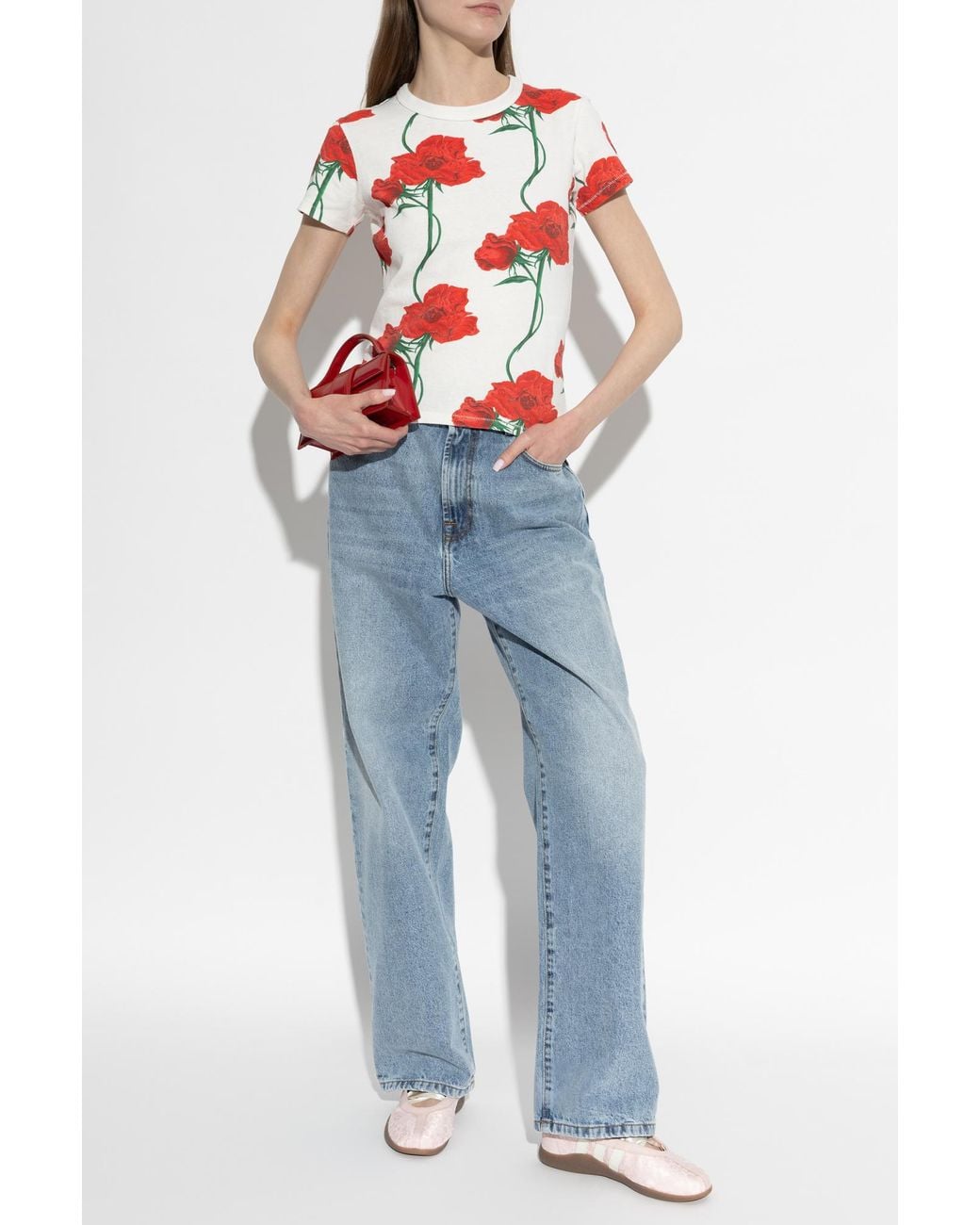 KENZO Red T-Shirt With Floral Motif