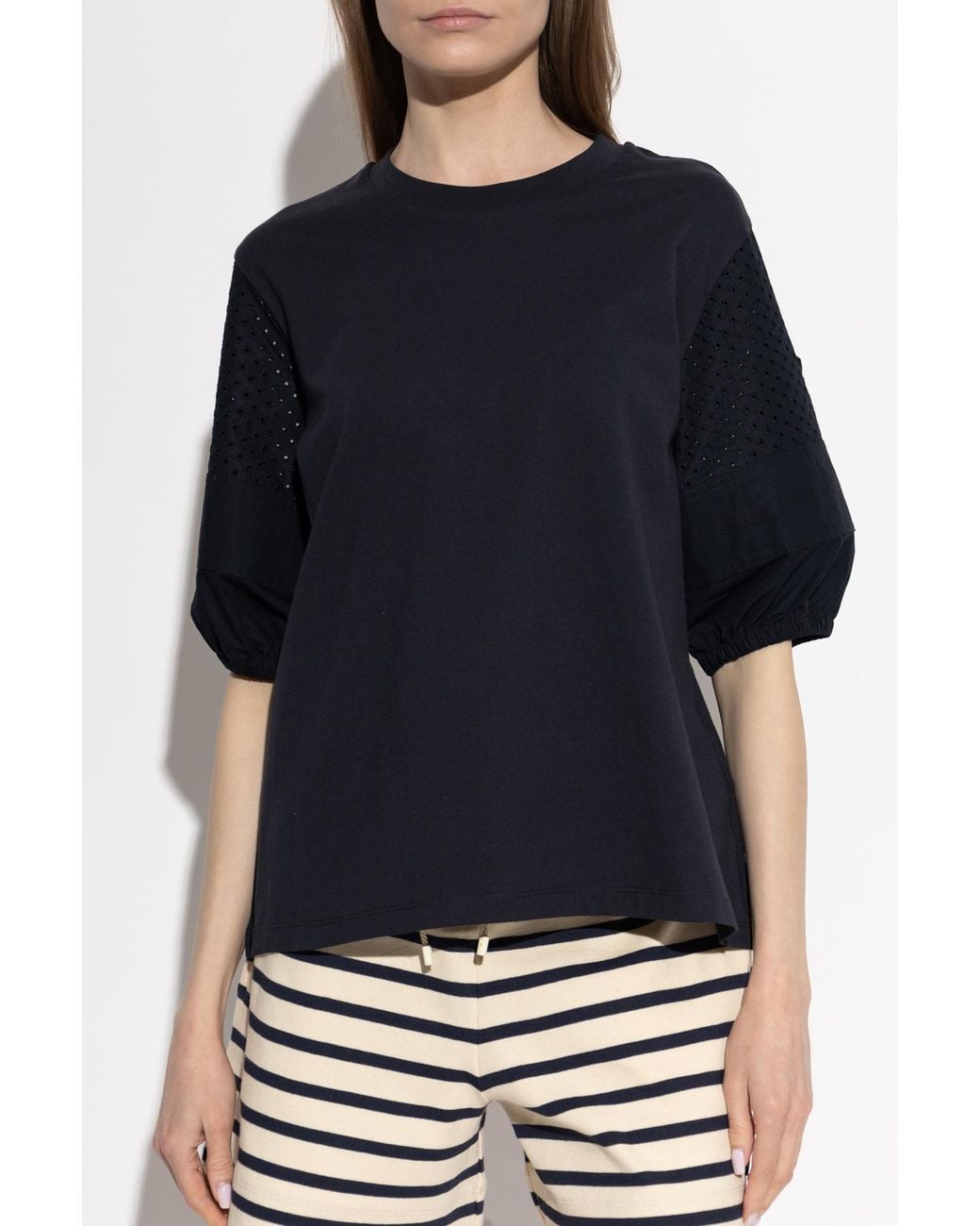Moncler Blue Top With Puffy Sleeves