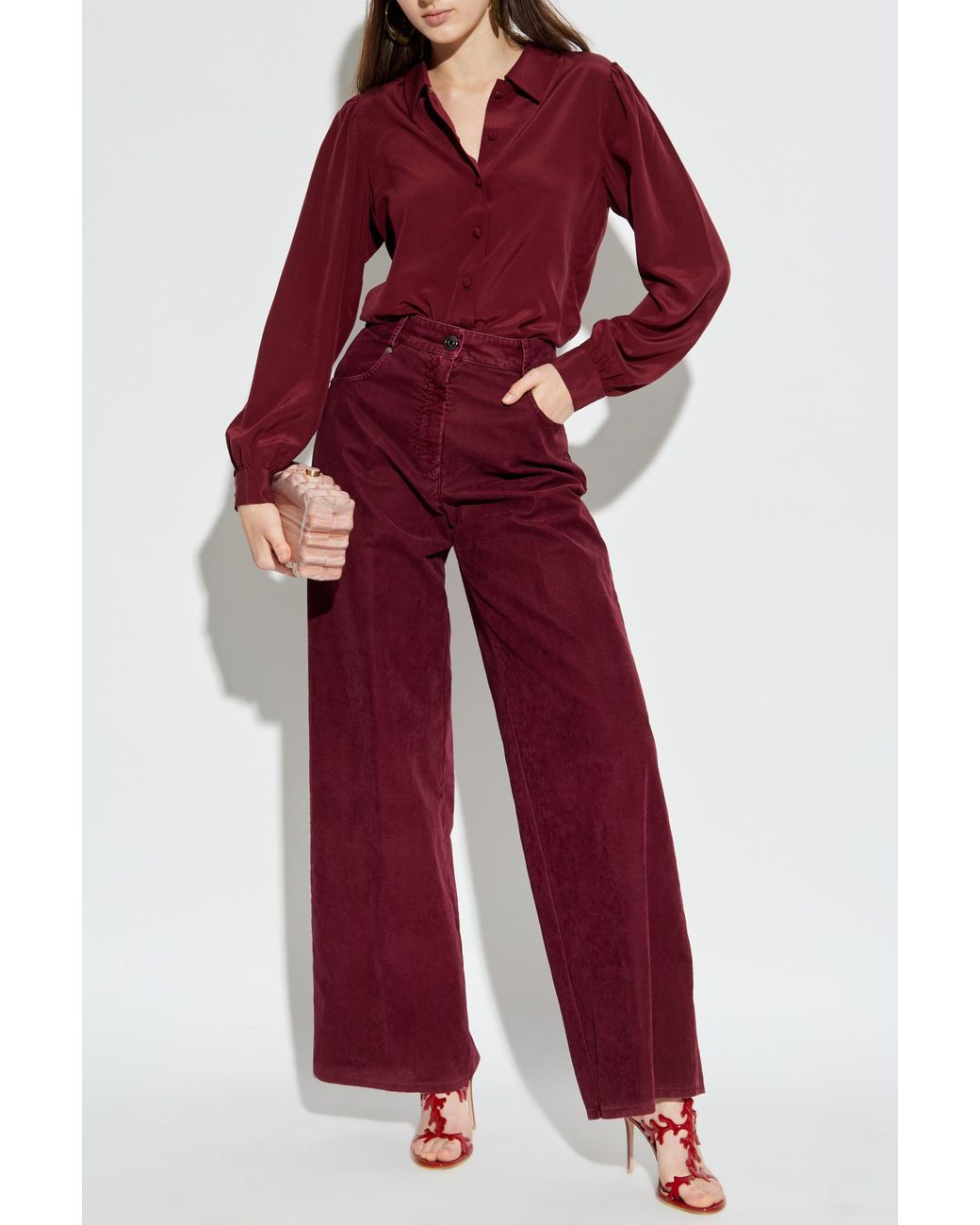 FRAME Red Silk Top