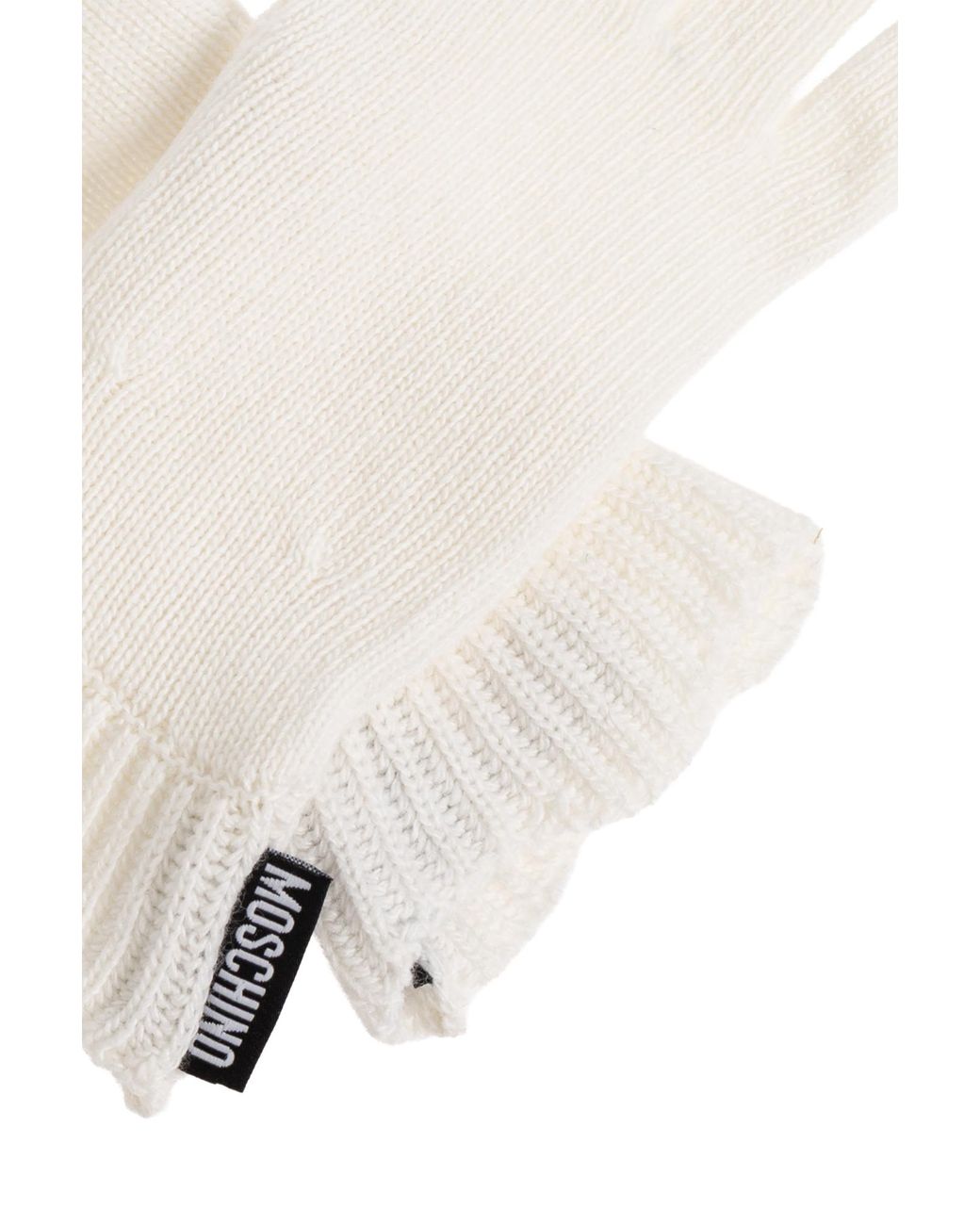 Moschino White Gloves With A Logo Patch