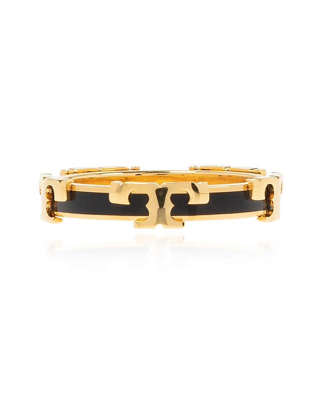 Tory Burch Serif t Enamel Stackable Ring in Metallic Lyst