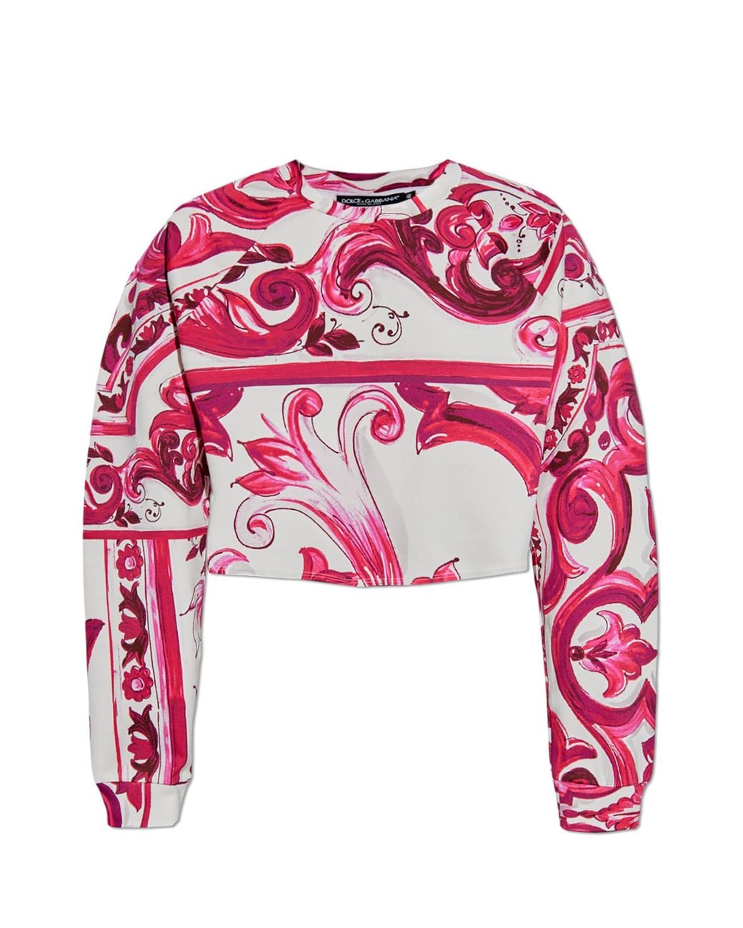 Dolce & Gabbana Red Short T-Shirt With Majolica Pattern