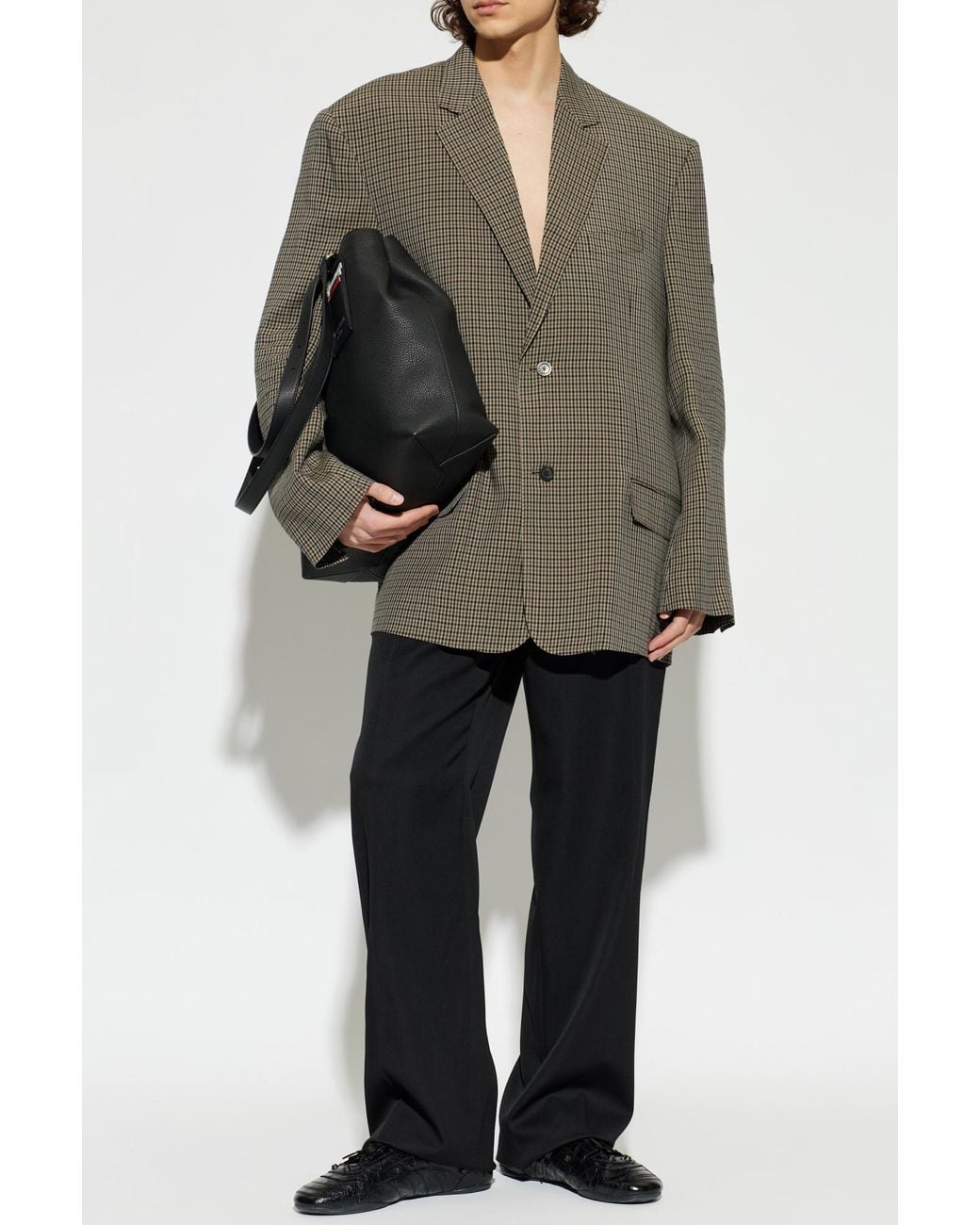 Balenciaga Gray Checked Pattern Blazer for men
