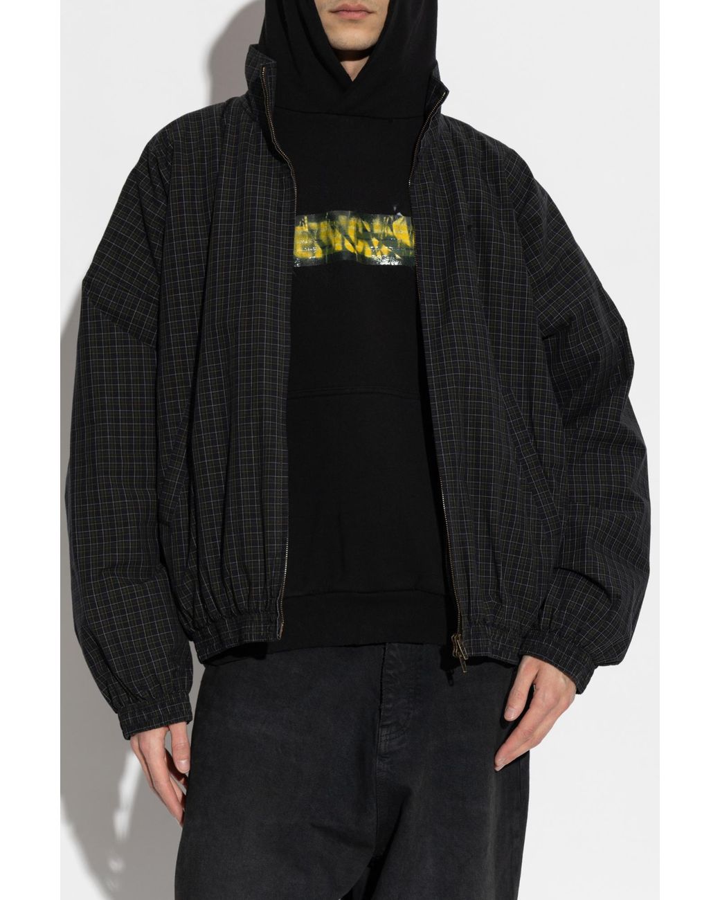 Balenciaga Black Plaid-Patterned Jacket for men