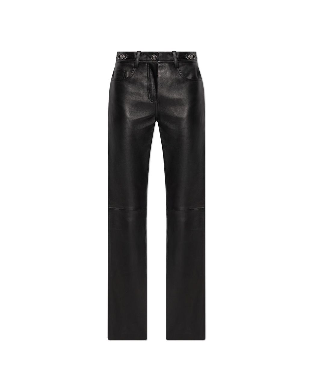 Versace Black Leather Trousers
