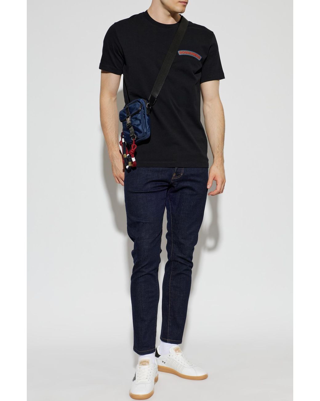 DSquared² Black T-Shirt With Logo Patch for men