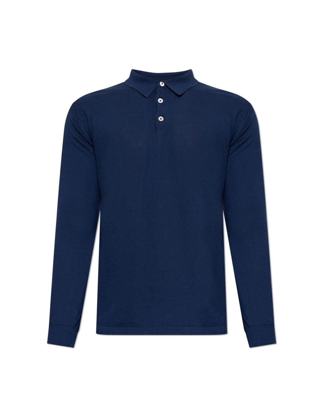 Eleventy Blue Cotton Long-Sleeve Polo for men