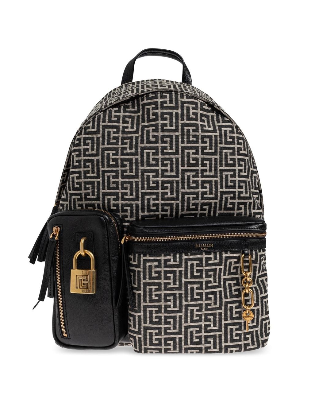 Balmain Black 'Pulse' Backpack With Monogram for men