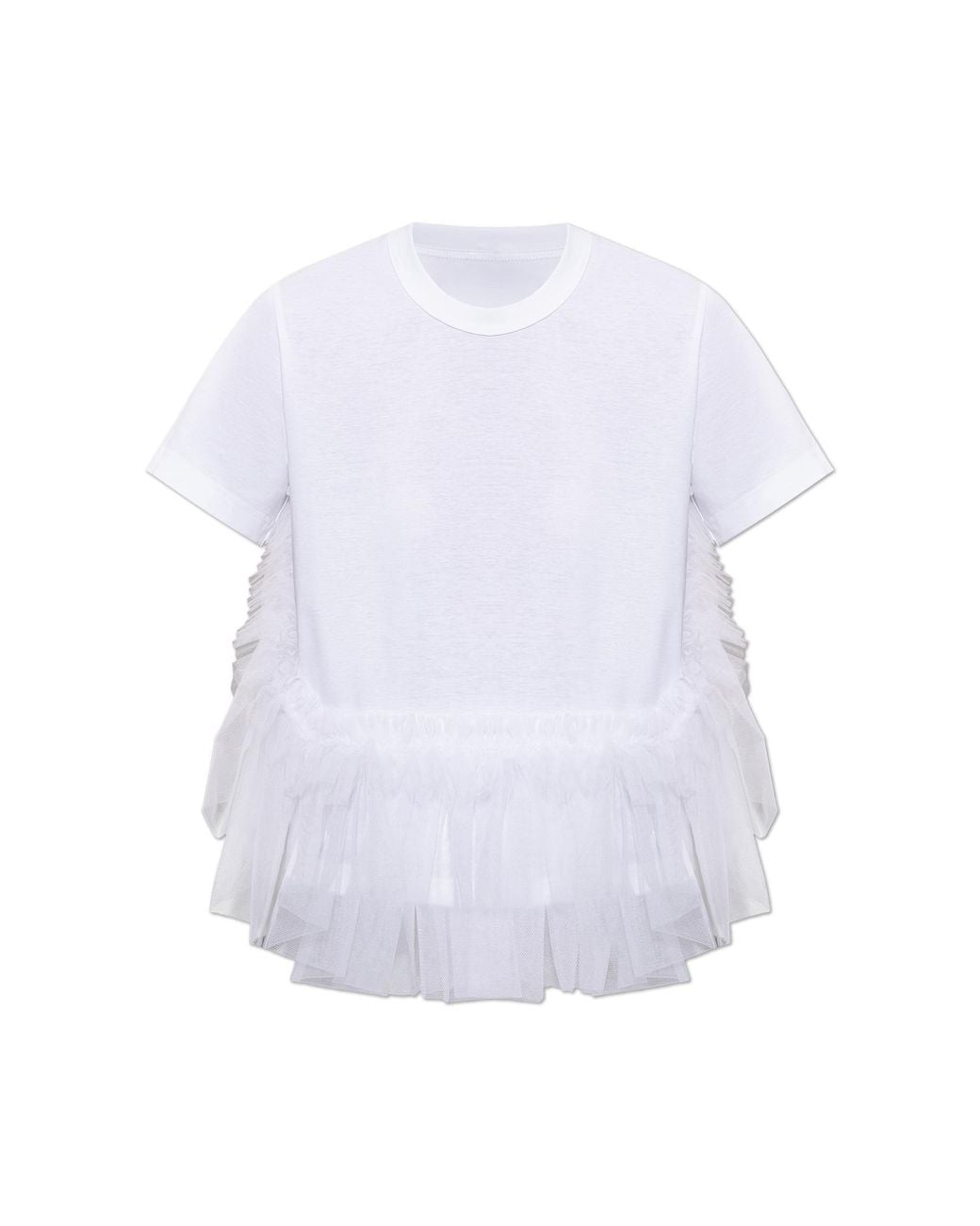Comme des Garçons White Tulle-Trim Top