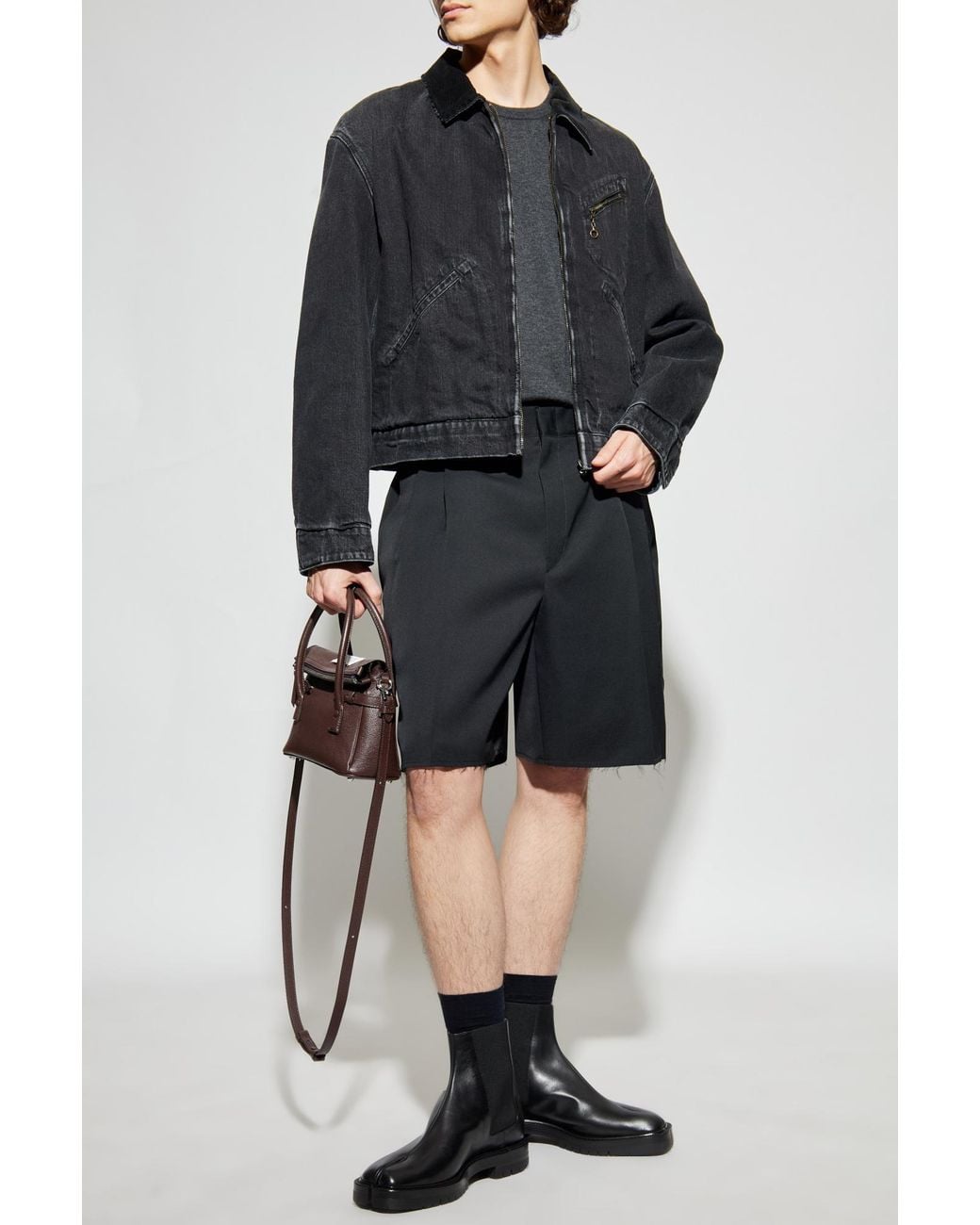 Maison Margiela Denim Jacket With Corduroy Collar in Black for Men