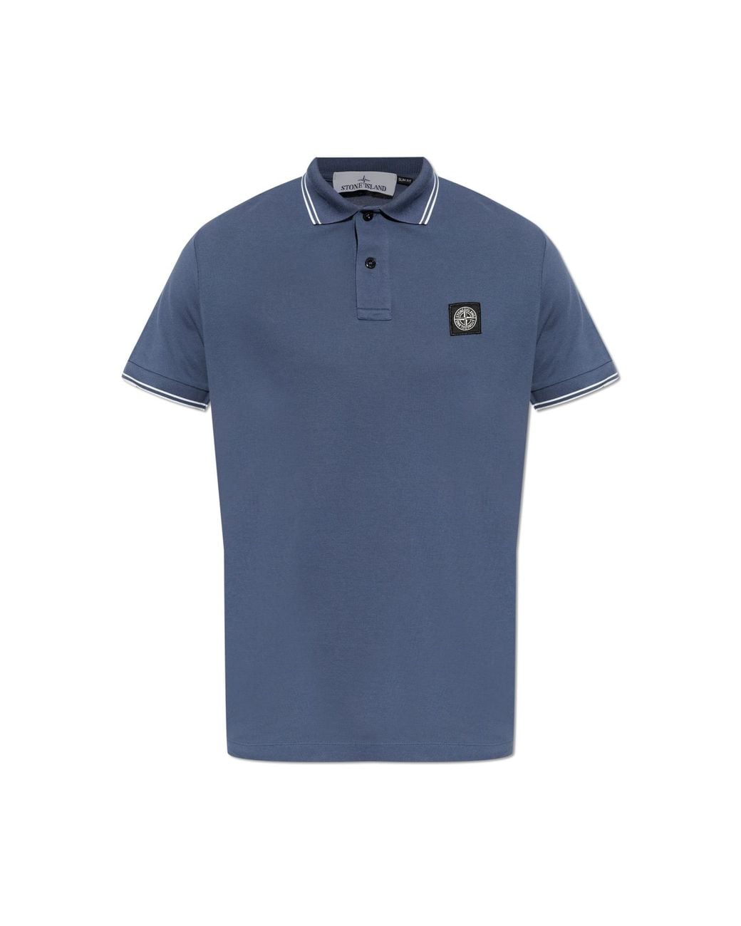 Stone Island Blue Polo With Logo Patch for men
