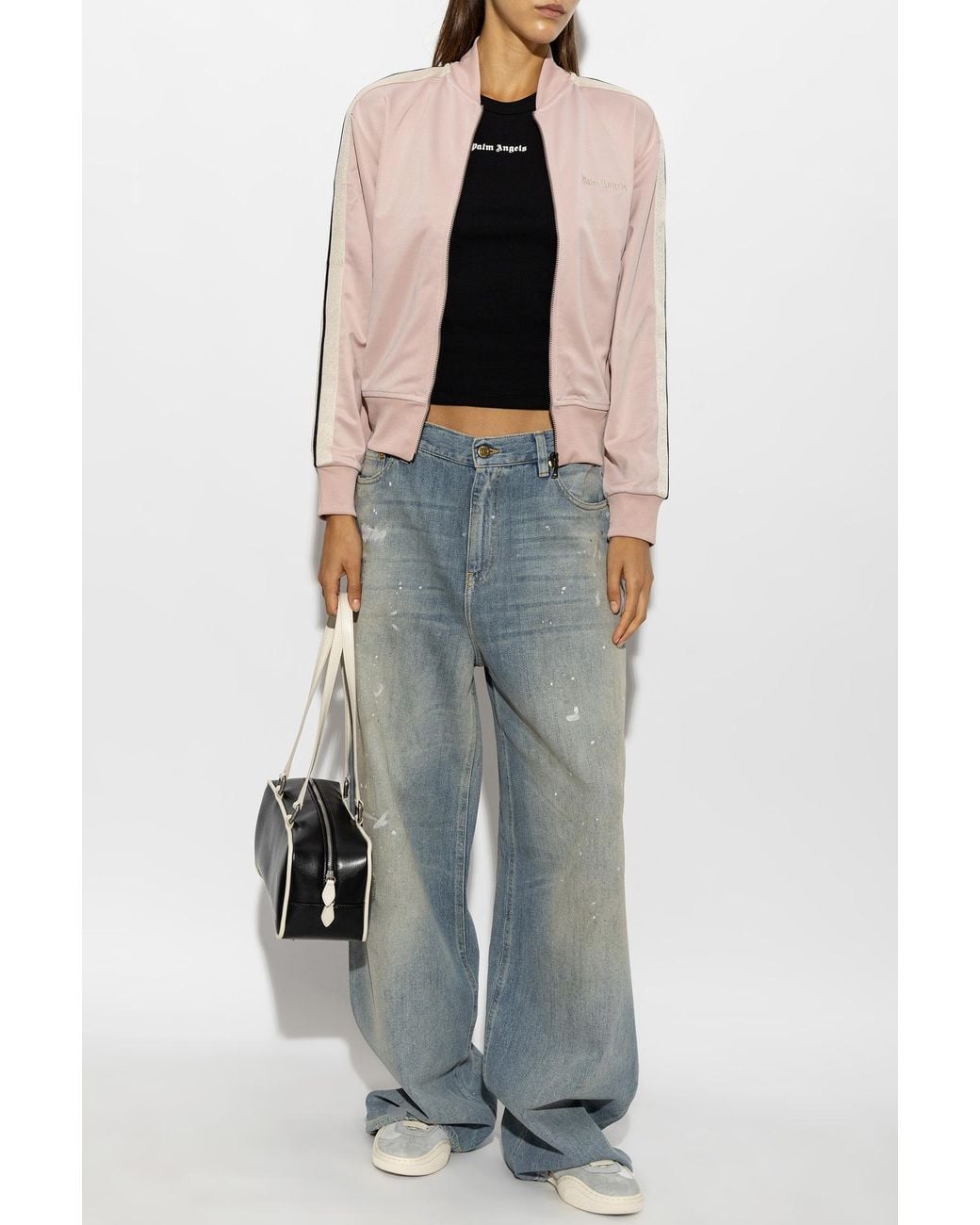 Palm Angels Pink Sweatshirt With Embroidered Logo
