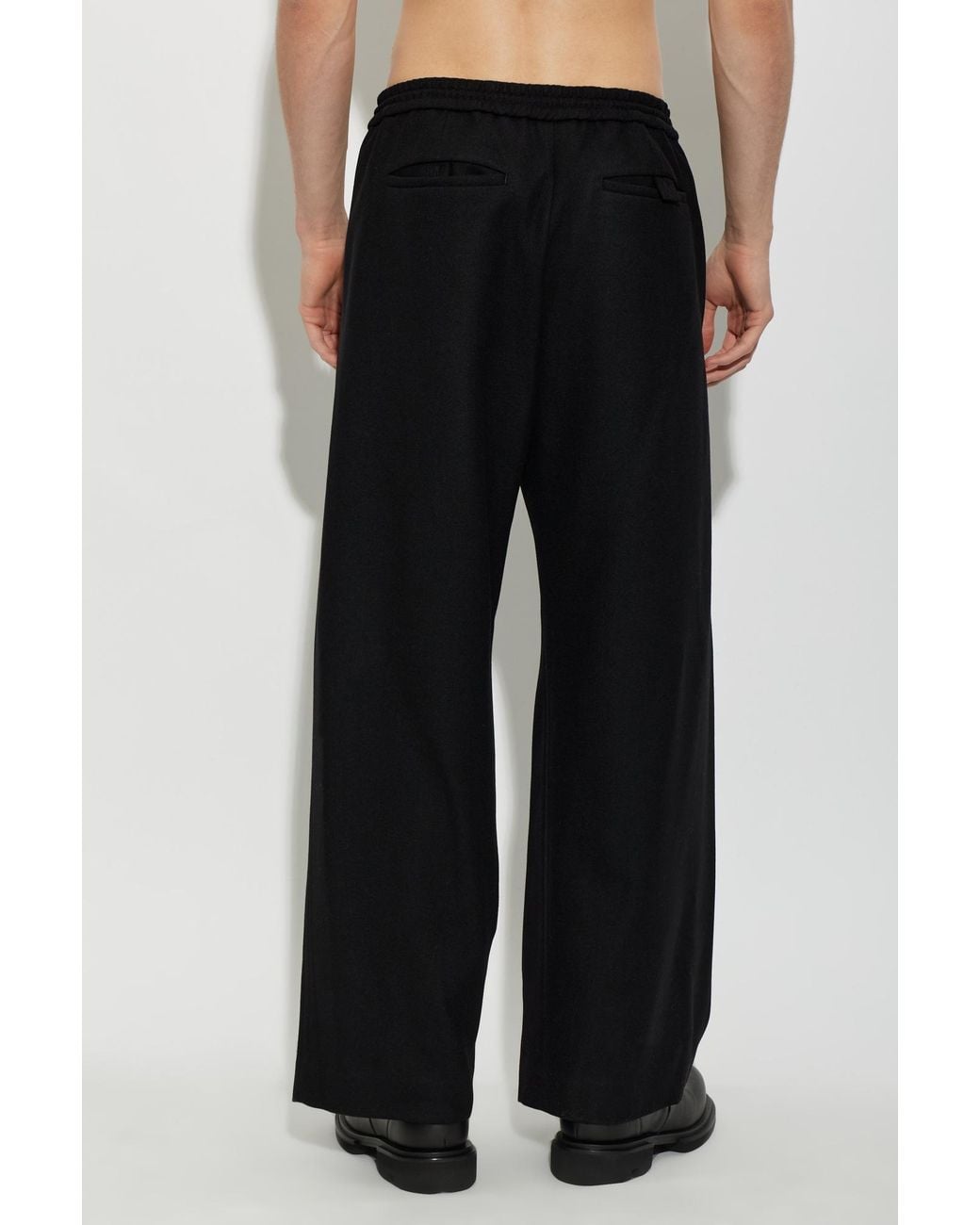 Juun.J Black Wide-Leg Wool Trousers for men