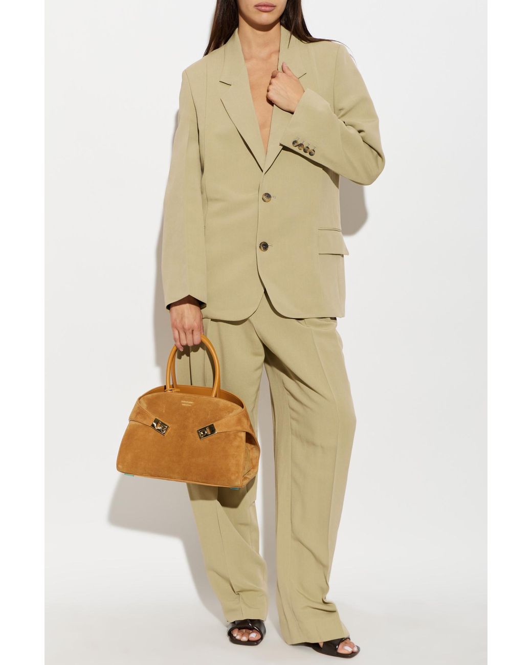 Victoria Beckham Natural Blazer With Double Vent